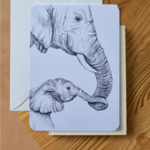 Kaart met olifant & baby olifant