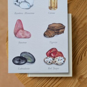 verschillende geschildere edelstenen / geboorterstenen in aquarel